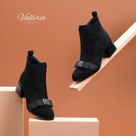 بوت كعب وسط - جلد شمواه